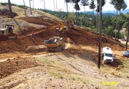 During: Heavy equipment is used to restore the property