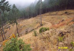 Before: Un-permitted and poorly constructed roads causing significant erosion and instability