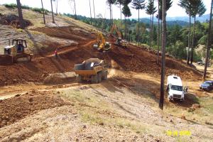 Heavy Equipment is used to restore environmental damage caused by unpermitted grading and road construction.