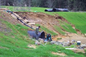 December 2005, erosion along the margin of a sediment retention basin