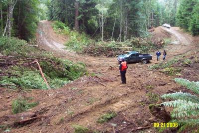 Before: Looking downstream from near the top of the proposed excavation after the site has been brushed and cleared. 
